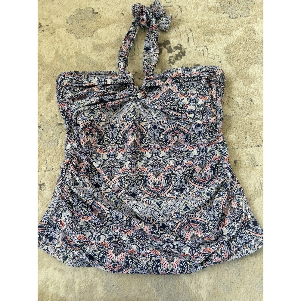 LEILANI Tankini  Swimsuit Top Women's Sz 10  Tie‎ Tummy Control Halter